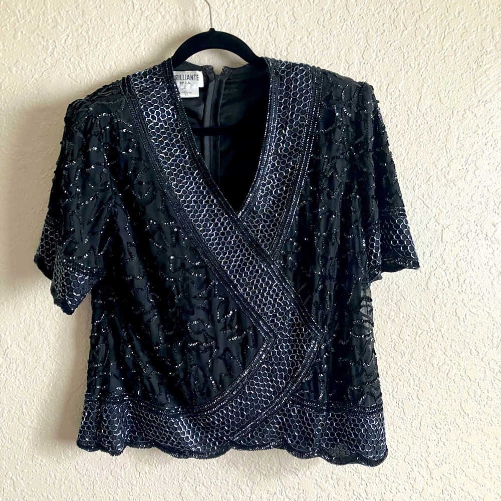 Briliante J.A black with sequins extra-large top